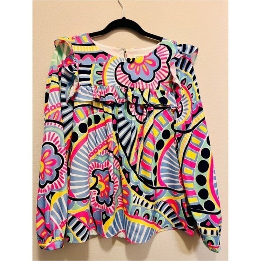 STS Sail to Sable Blouse Womens Medium Multi-Color RN142602 Ruffle Floral Top
